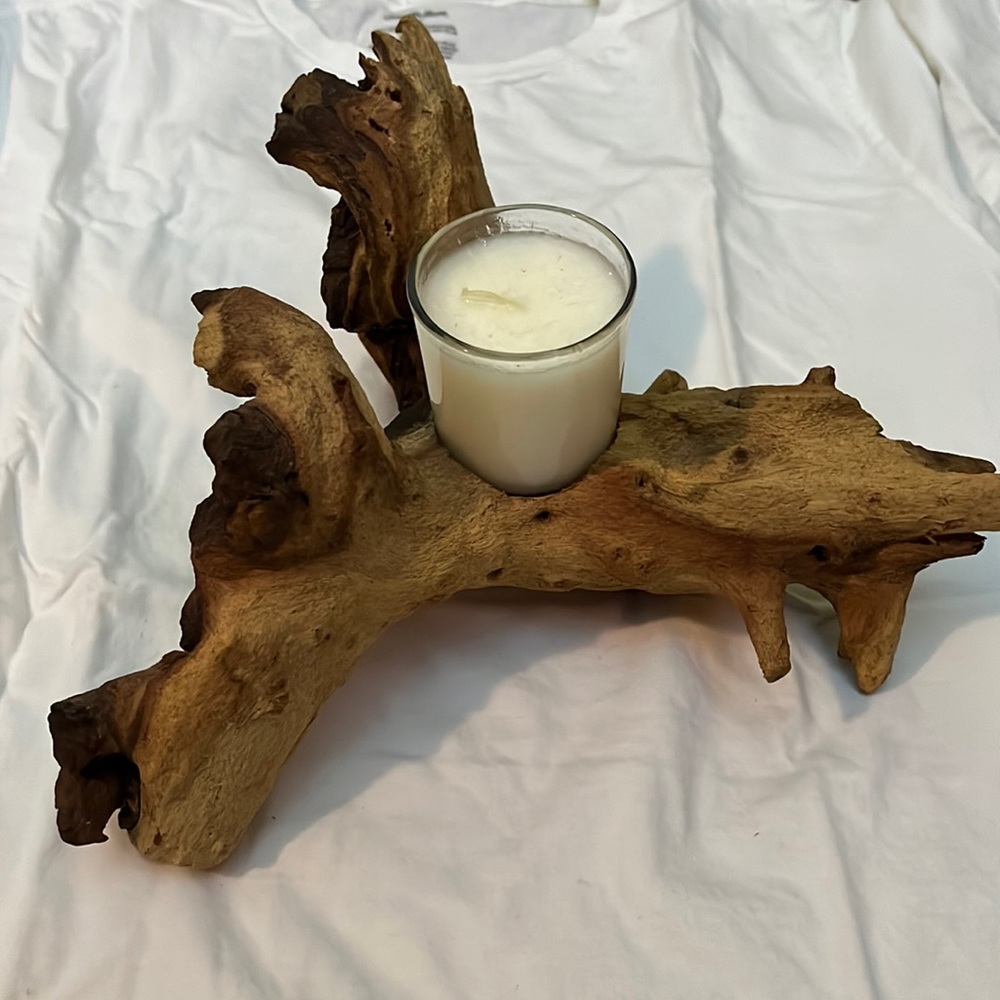 Driftwood Candle-Holder Handmade Natural Wood Votive Candle Beach Sea Nature NEW